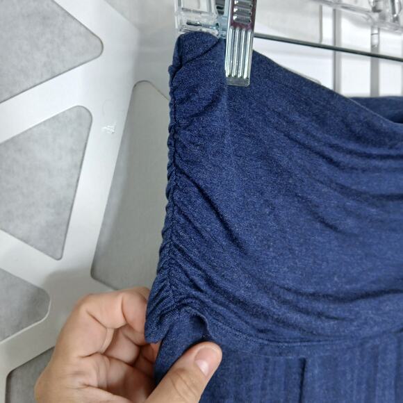 Max Studio Navy Blue Stretch Long Fold Midi Swing Skirt Womens MD Y2K 90s - Picture 5 of 10